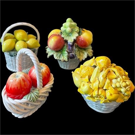 Vtg Decorative Artificial Fruit Baskets