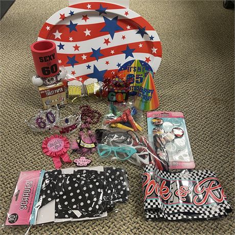 Party supplies from 4th of July Platter to 60th/65th