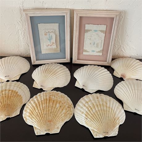 Pair of Framed Hand Casted 3-D Paper Art with 8