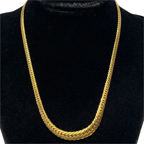 Vintage 14K Gold Marina B. Italian Made Herringbone Chain Necklace