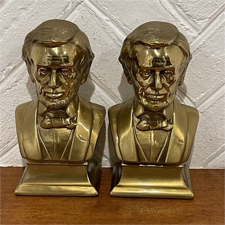 M. Brady Brass "Bust of Lincoln" Bookends - "Another Symbol of a Nation"