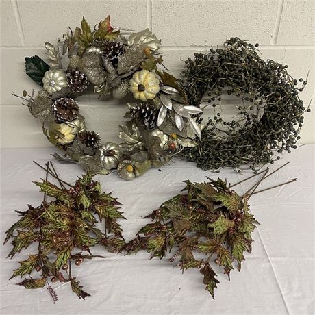 Fall Wreathes with Artificial Leaf Branches