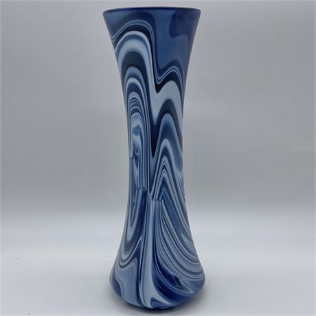 Hand Blown Marbleized Art Glass Vase