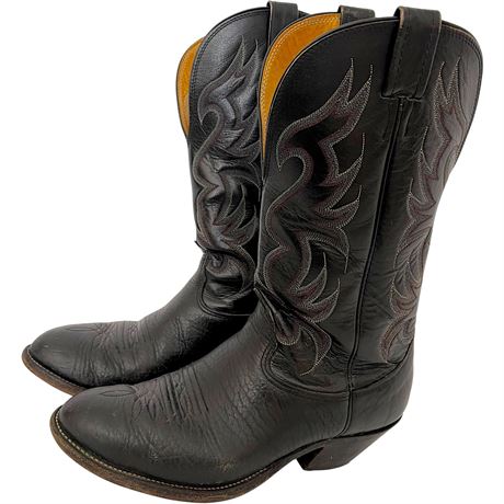 Vtg Nocona Cowhide & Leather Cowboy Boots - Size 9