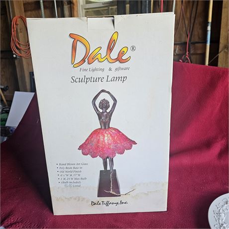 Dale Tiffany Sculpture Lamp featuring a ballerina design, hand-blown art glass