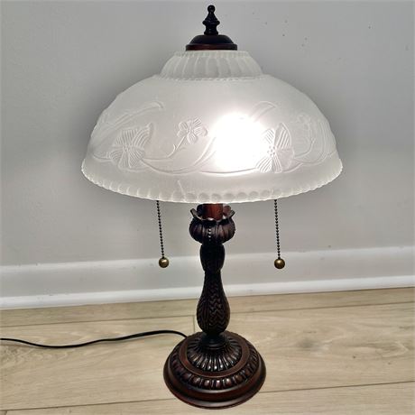 Vintage Frosted Glass Dome Dual Light Table Lamp