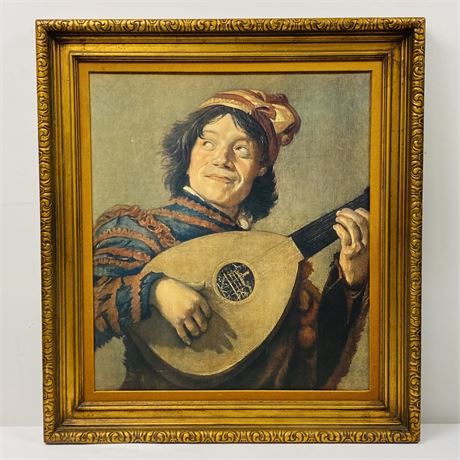 "The Lute Player" Vintage Reofect Reproduction Art Painting on Board