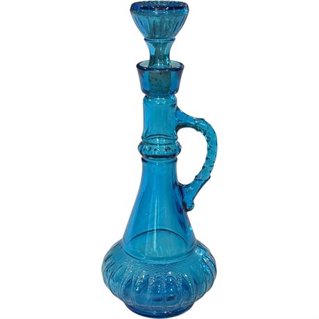 Vtg Jim Beam Blue Glass Genie Bottle Decanter w/ Stopper