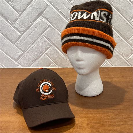 Blazing Auctions - Cleveland Browns Knitted Hat and Sized Baseball Cap ...