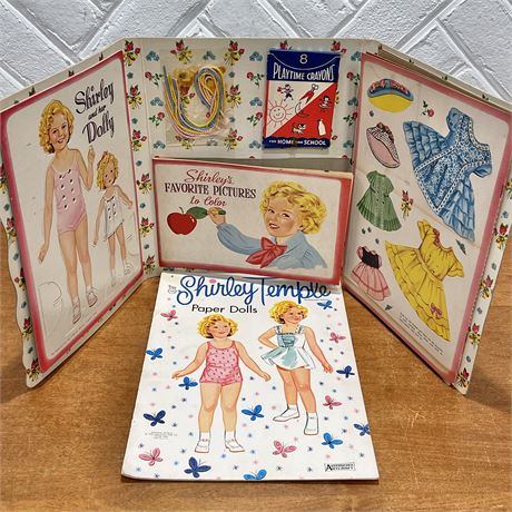 Vtg Shirley Temple Play Kit & Paper Dolls Clothing Book