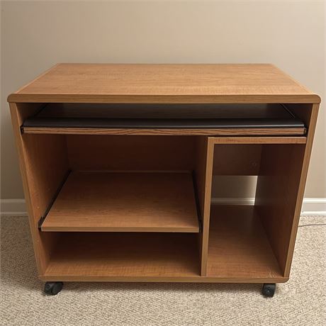Desk with Pullout Keyboard Tray and Pullout Shelf