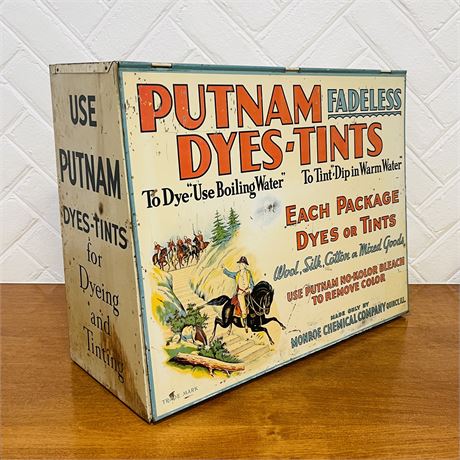 Rare Antique Putnam Fadeless Dyes-Tints Metal Storage Cabinet w/ Dyes!