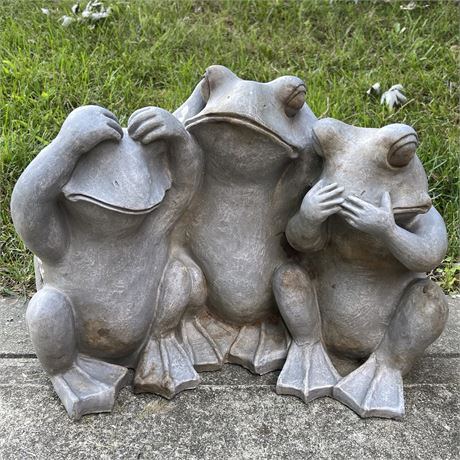 See No Evil, Hear No Evil, Speak No Evil Frog Garden Statue