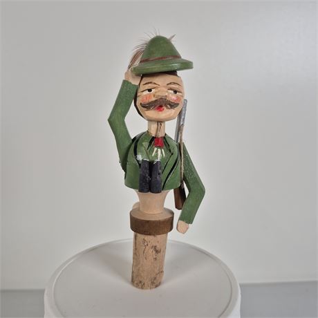 Hand Carved Wood Mechanical Bottle Stopper