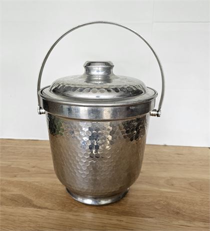 MCM Italian hammered aluminum ice bucket w/lid