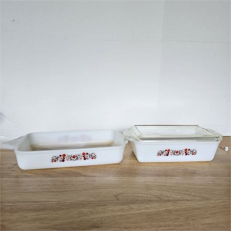 Anchor Hocking (Fire King)  3pc. "Primrose"  #409 & lidded #410