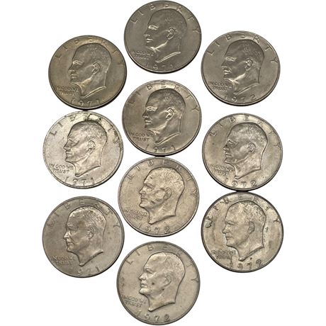 (5) 1971 and (5) 1972 Eisenhower Dollar Coins