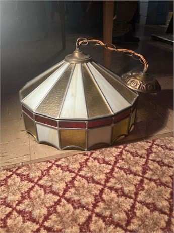 70s Slag Glass Tiffany-Style Lamps / Swag or Ceiling Mount / Retro Lighting / 70