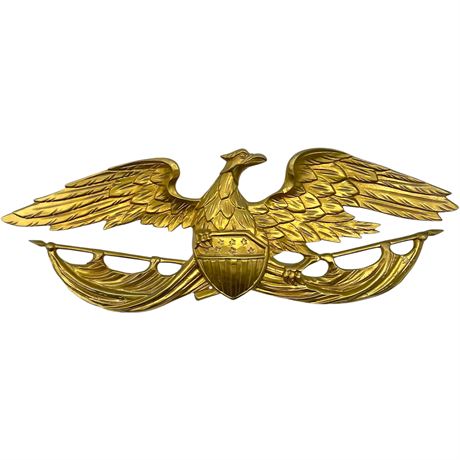 1958 Metal Gold Toned American Eagle Wall Hanging