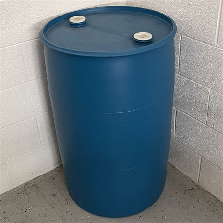 New 55 Gallon Closed Top Blue Plastic Drum with Two 2" Openings