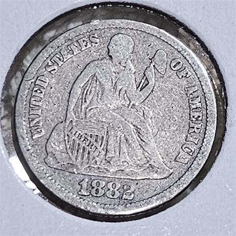 1882 Seated Liberty Silver Dime.