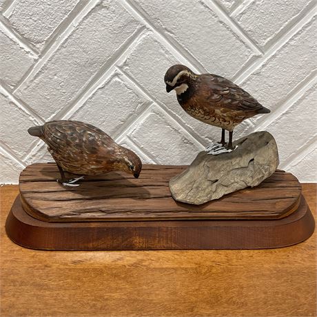 1960's Driftwood Folk Art with Perched Quails - Limited Edition