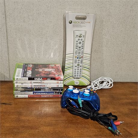 XBOX 360 Pack-Controller, 6 games & *NIB* Remote