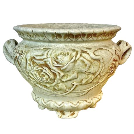 Large Antique Weller Clinton Pottery Ivory Ceramic Jardiniere