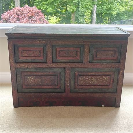 Distressed Tibetan Table with Open Back