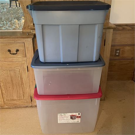 (3) Lidded Storage Bins