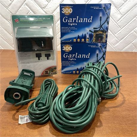 Indoor/Outdoor Garland Lights, Power Stakes & Outdoor Extension Cords