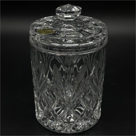 Vtg Bohemian Czech Republic Cut Crystal Lidded Jar