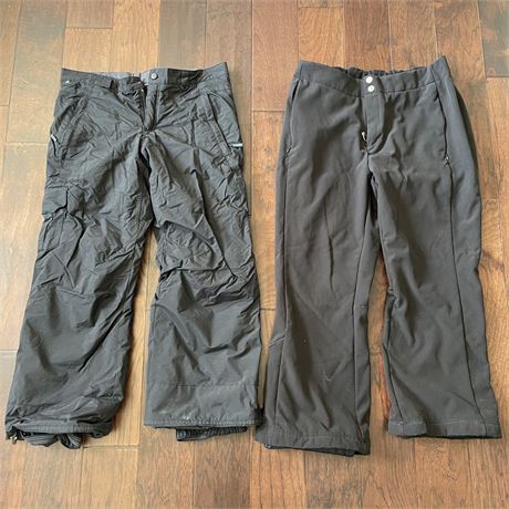 Two Pairs of Youth Black Snow Pants- Columbia Sportswear 14/16 & Free Country XL