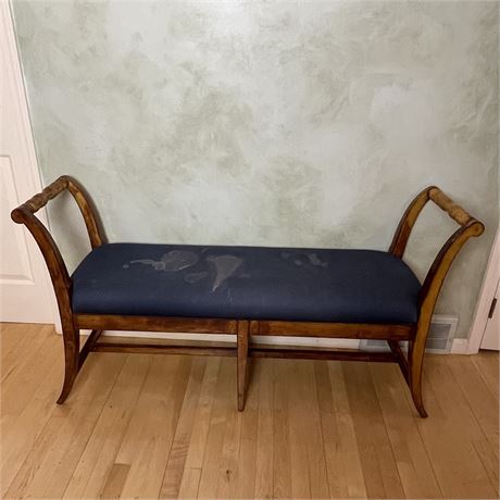 Vintage Wood & Upholstered Window Bench (Needs New Cover)