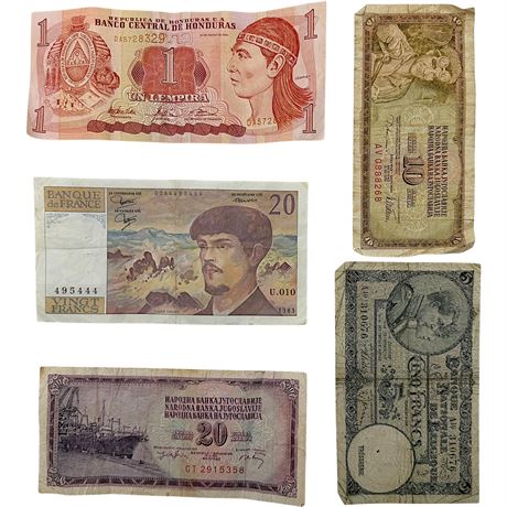 Vtg Foreign Bank Notes