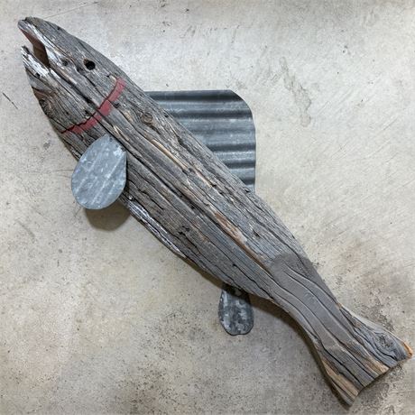 Folk-art Crafted Wall Hanging Fish - 3ft long