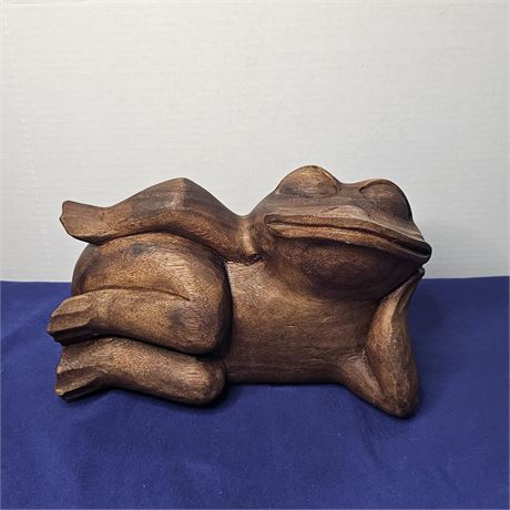 Hand Carved Wooden Frog