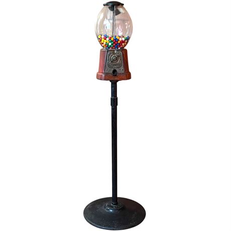 Antique Advance Penny Gumball Machine on Cast Iron Stand