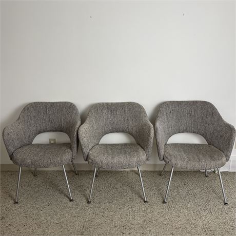 (3) Eero Saarinen Knoll Executive Armchair with Chrome Tubular Legs - 1950's