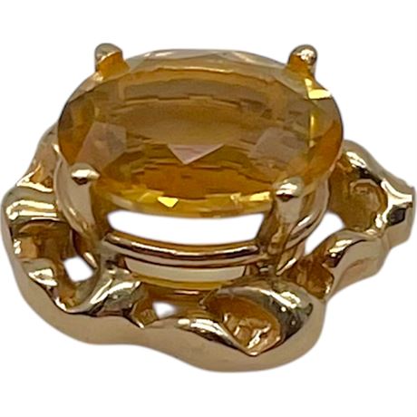 14K Yellow Gold Citrine Gemstone Pendant