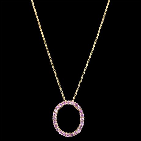 Vtg Mervyn's 10K Gold Purple Saphire Necklace