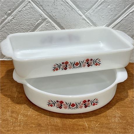 Fire King "Primrose" Milk Glass Baking Dishes