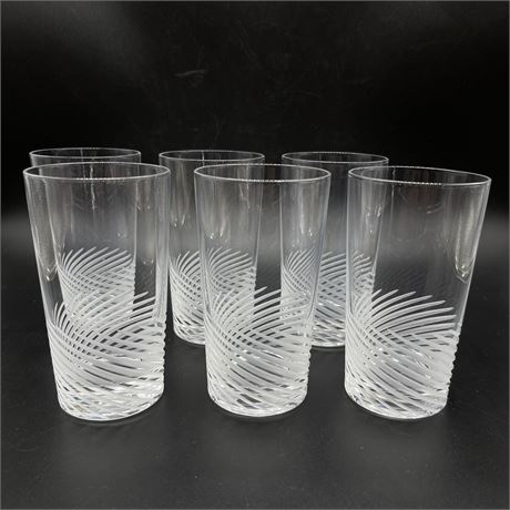(6) Cristal D'Arques Etched Swirl Glass Durand Spirale Mate Drinking Glasses