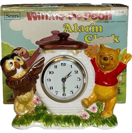Vtg Walt Disney "Winnie-the-Pooh" Ceramic Alarm Clock w/ Original Box