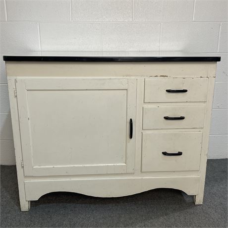 Vtg Enamel-Top Hoosier Cabinet