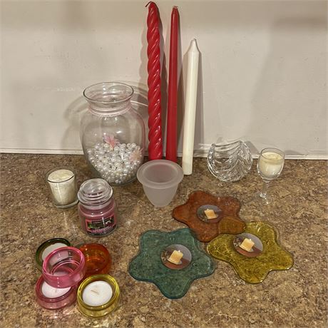 Mixed Variety of Candles & Candle Holders