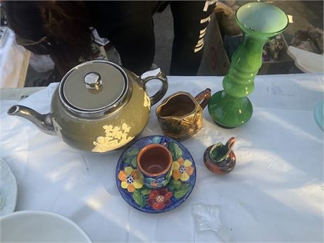 Collection of teaware and other decorative items
