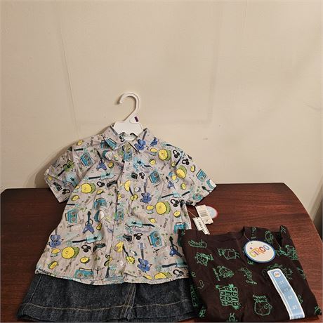 *NWT* Boys  Outfit~Button Up Shirt w/Shorts & Extra T-Shirt