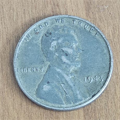 1943 Lincoln Head Cent, made of zinc-coated steel.