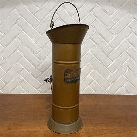 Vtg 5KAN Copper Coal Scuttle w/ Porcelain Handle